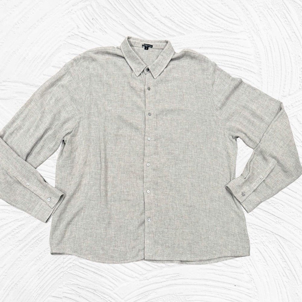 James Perse Shirt Mens Size 5 XXL Lightweight Gauze Long Sleeve Gray Button Up